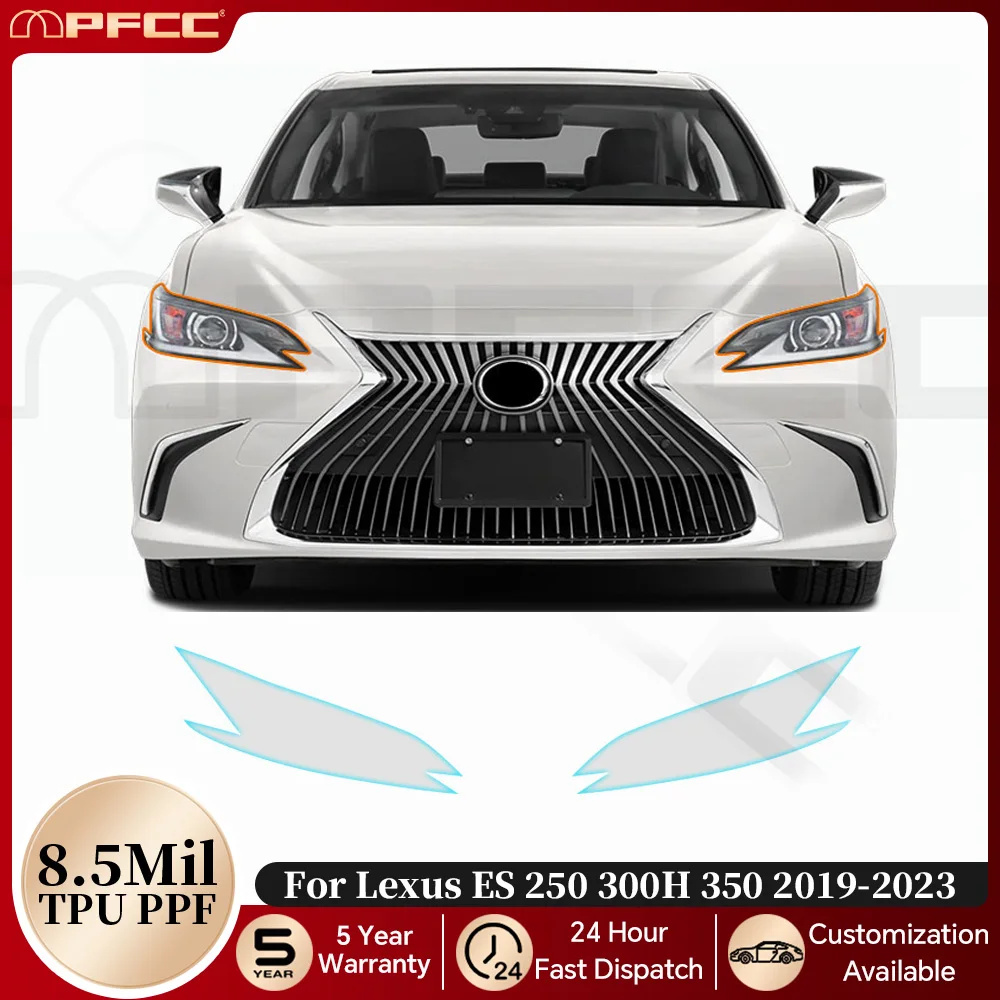 For Lexus ES 250 300H 350 2019-2023 Headlight Rearview TPU Protective Film Pre-cut Clear PPF Anti-scratch Resistant Invisible