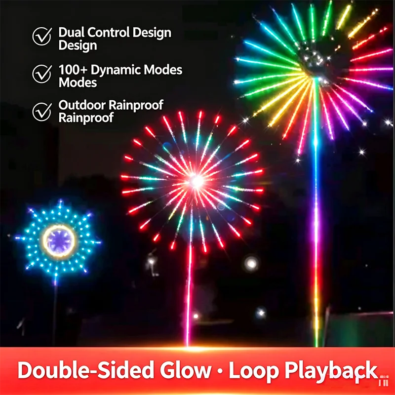 Multi‑Effect LED Firework Light Built‑in Stereo Speakers Remote & Smartphone Operation