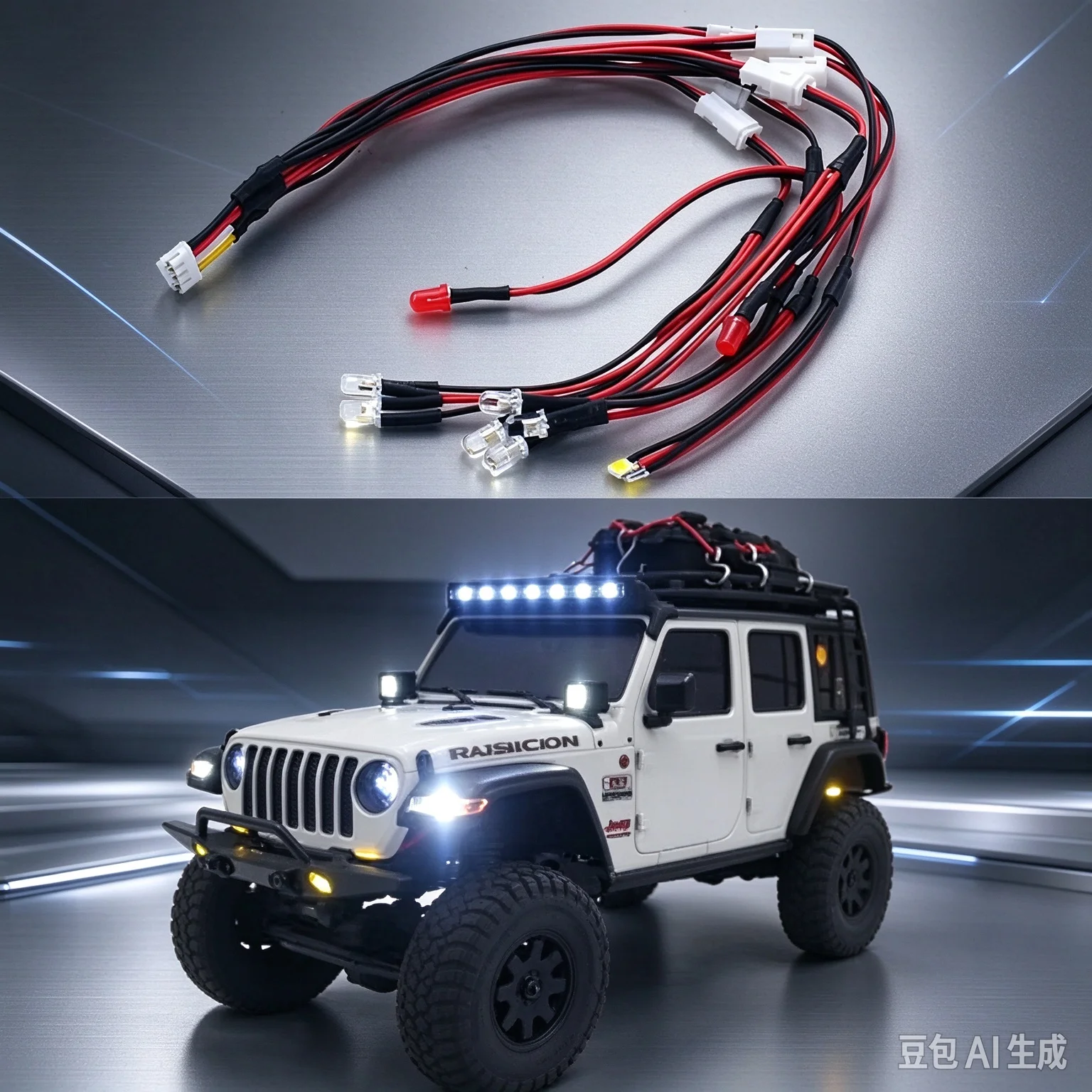 LED 3V Front and Rear Lighting System for 1/24 RC Crawler Car Kyosho Miniz 4x4 for Jeep Wrangler Car Accessories