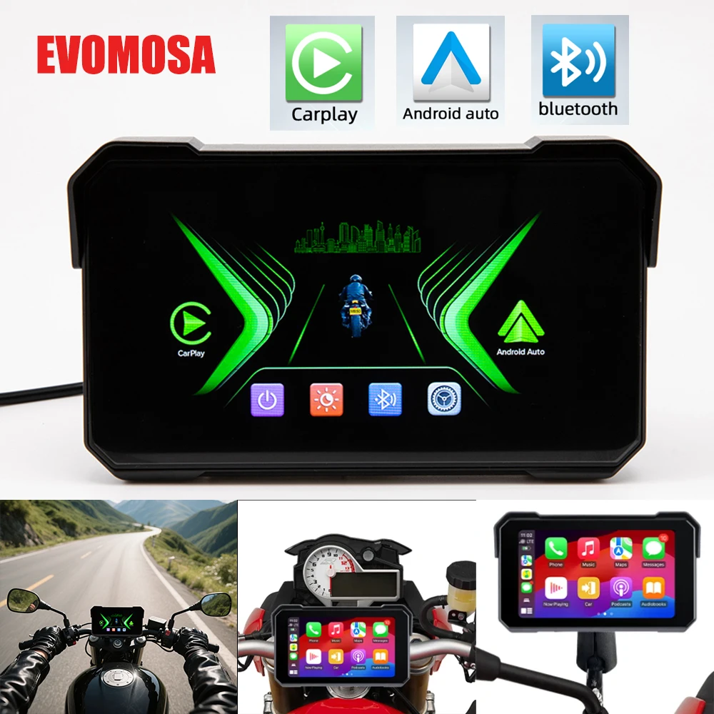 

Portable 5 inch IPX6 Waterproof Motorcycle GPS Navigation Wireless Carplay Android Auto Recorder Monitor waterproof Bluetooth
