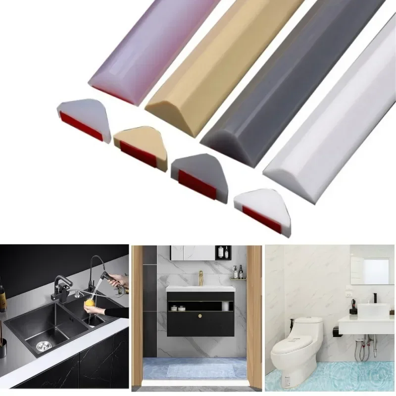 

New Silicone Bathroom Water Stopper Dry Wet Separation Sealing Strips Self-adhesive Shower Drain Splash Prevention Water Dam