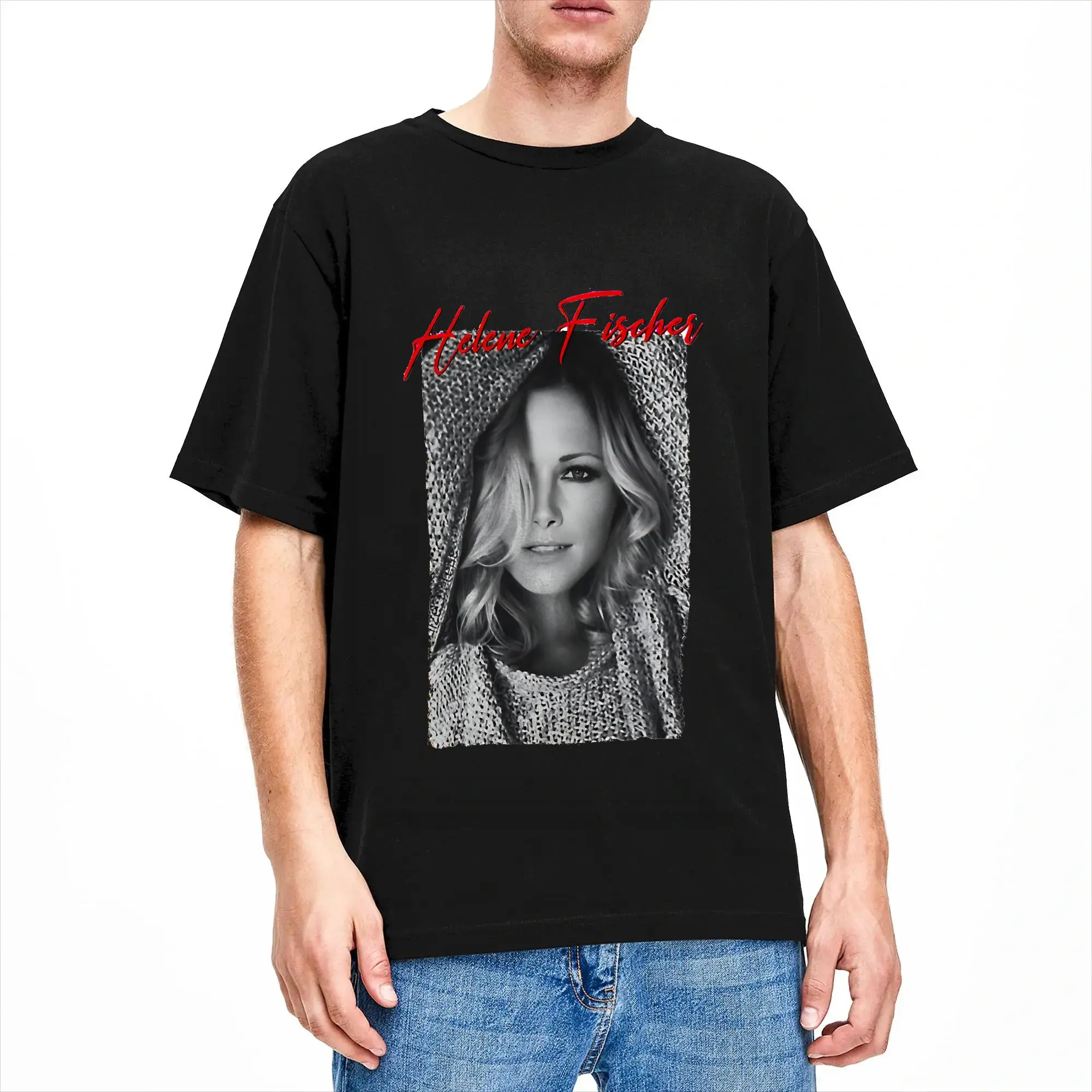 Funny Gifts Helene Fischer 100 Cotton T-Shirt For Men Summer  Vintage T-Shirts O-Neck Novelty Tee Shirt Oversized Casual Tops