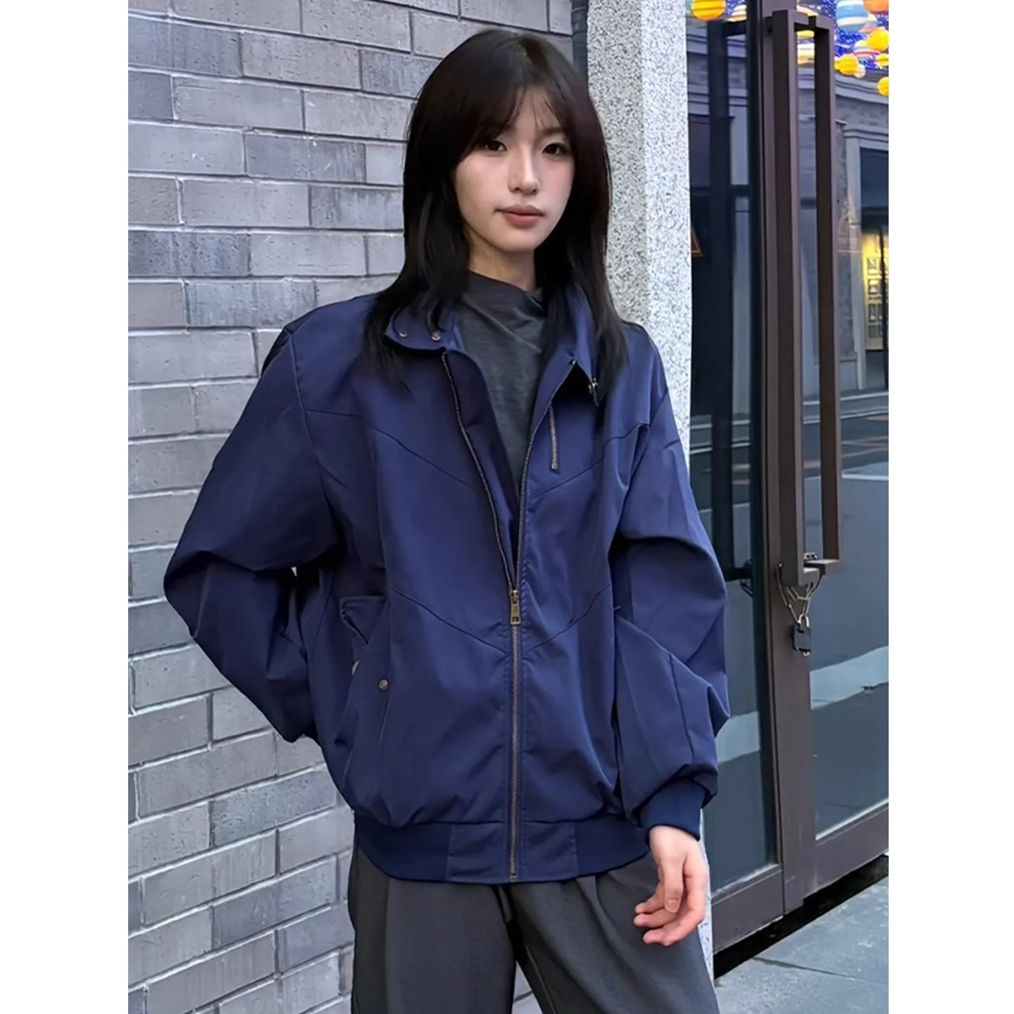 

Retro American MA Men's Flight Jaet Autumn Deconstructed Design Baseball orm k Blue ort Coat Youth Faion Polyes...