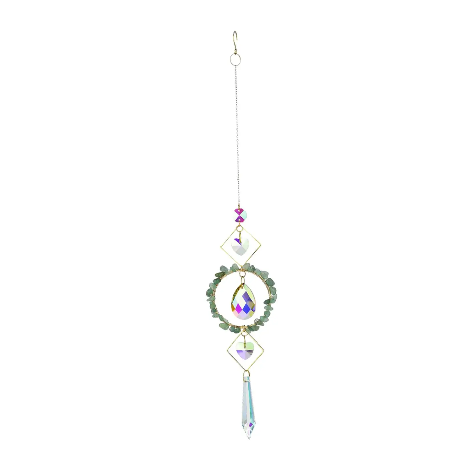 Artificial Crystal Prism Pendant,Hanging Colored Maker Window Gift Wedding Wind Chime Heart Charm for Office Bedroom Lawn Car