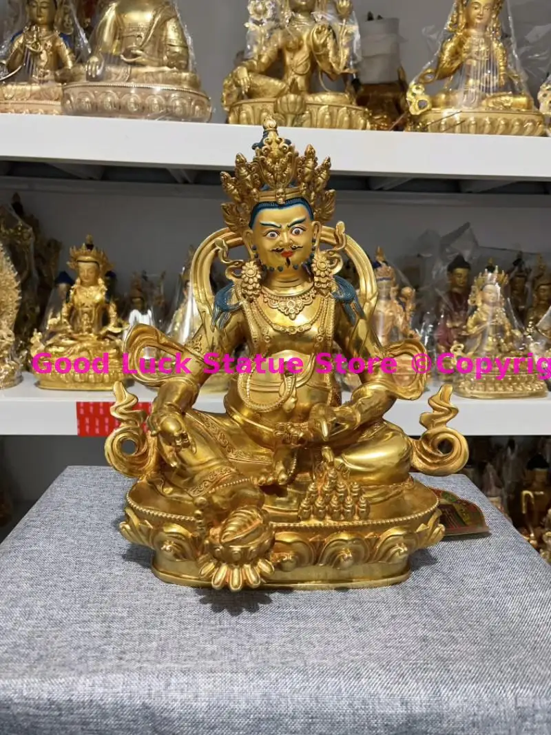 Discount 2025 Asia India Buddhism gilding Yellow Jambhala fortune god Buddha statue bring money Bless good luck temple worship