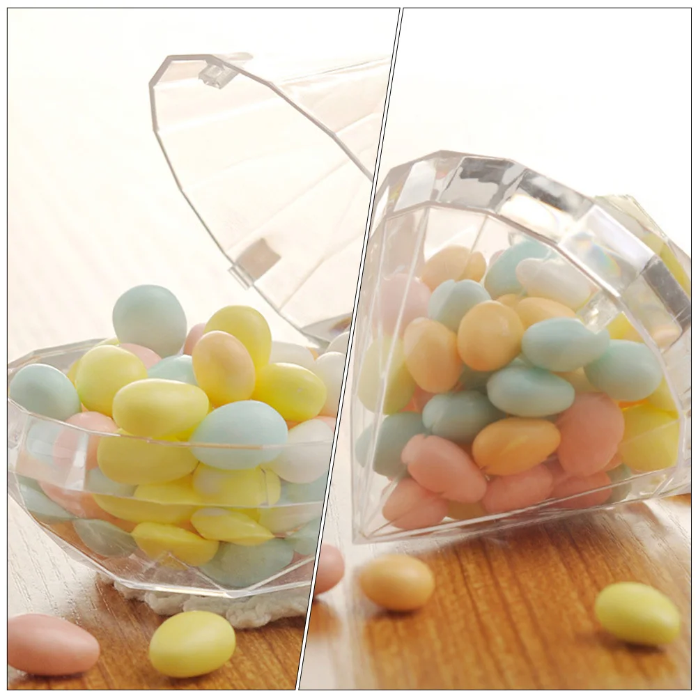 

12Pcs Diamond Shape Candy Storage Box Plastic Creative Wedding Favor Holder Candy Gift Packaging Case Party Supply Container