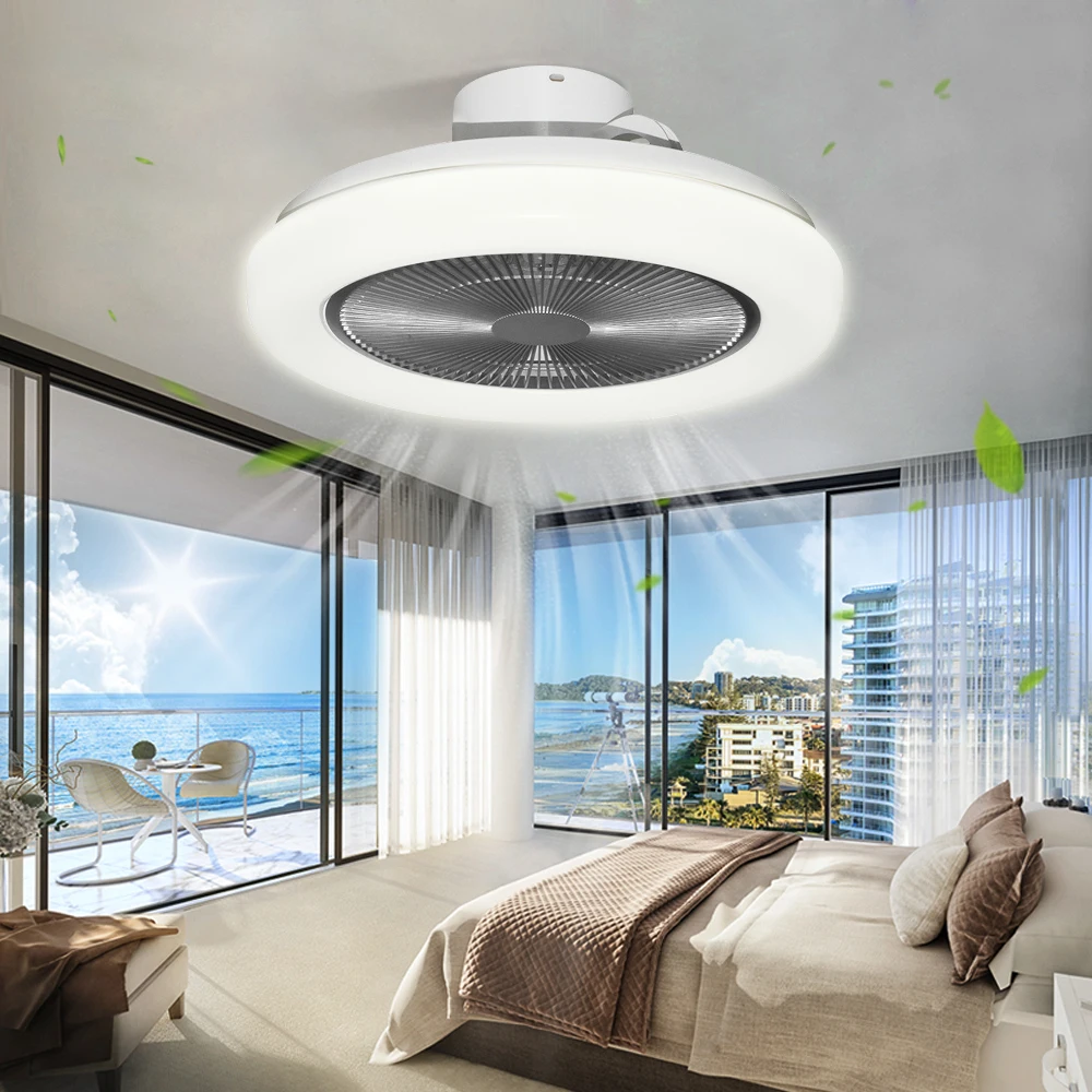 

Hot Selling 24V DC AC Bedroom Living Room Bladeless Modern 18 Inch Led Ceiling Fan With Light And Remote Control