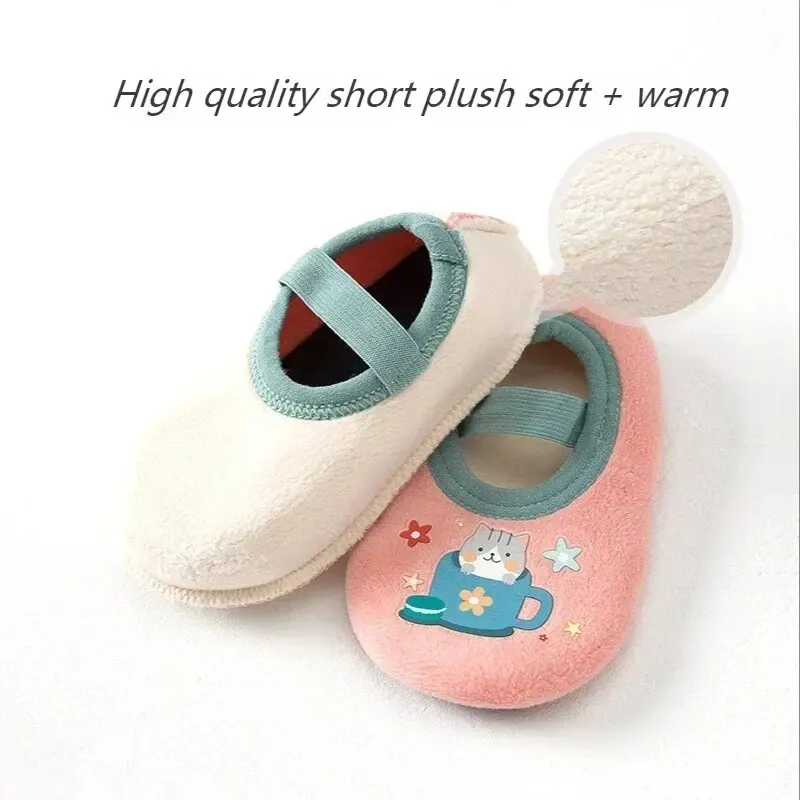 Winter Baby Socks Anti-slip Cute Warm Crib Floor Shoes with Rubber Sole for Children Toddler Foot Girl Infant Slippers