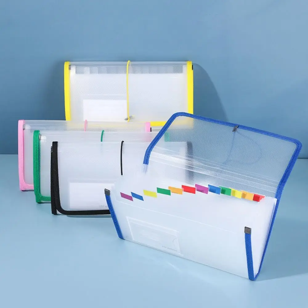 

13Pockets Receipt Storage Bag Colored Labels Transparent Accordian File Bag Waterproof Large Capacity Vertical File Organizer