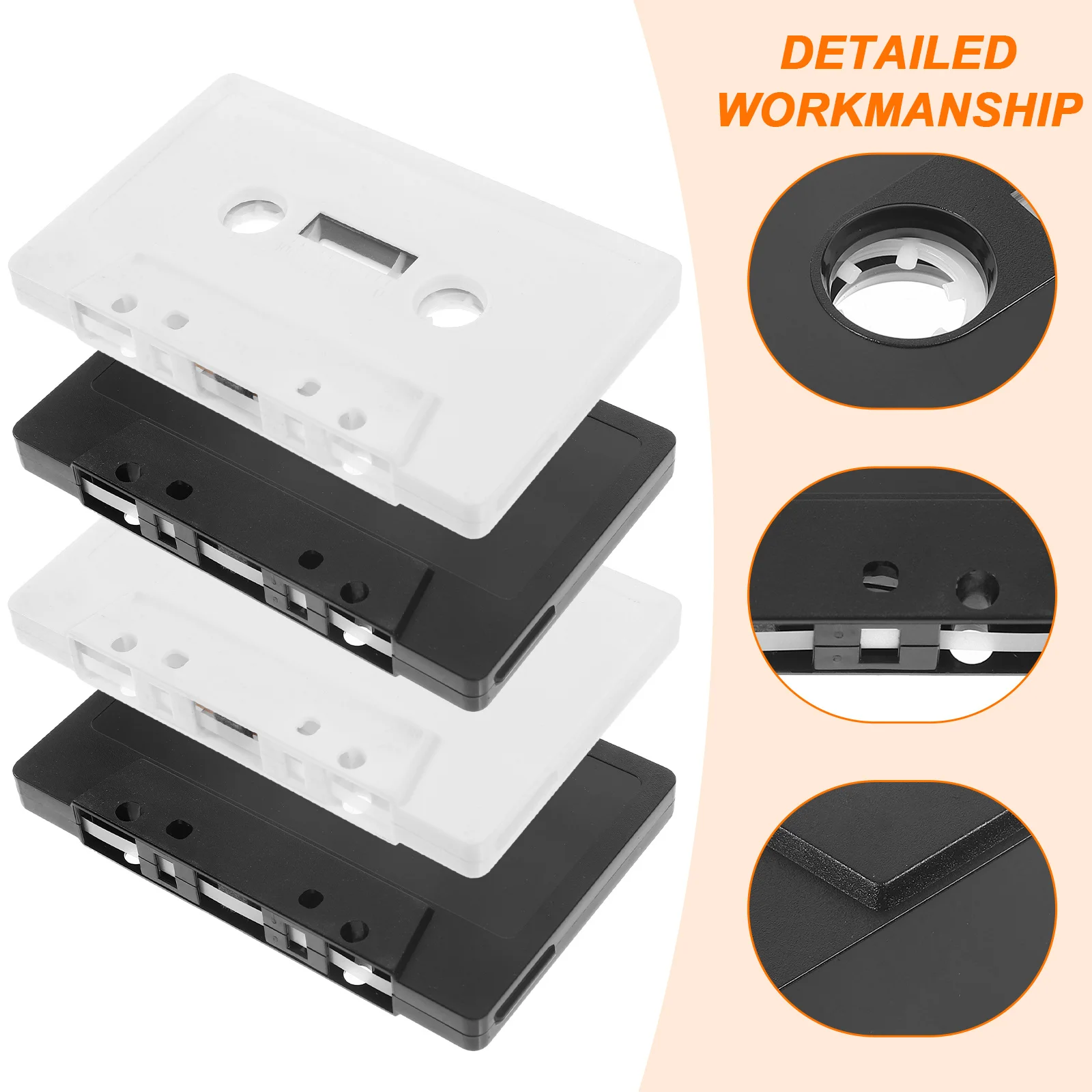 

4Pcs Blank Cassette Tape Smooth Vintage Design DIY Wall Decor Retro Cassette Ornament Classic Style DIY Audio Tape