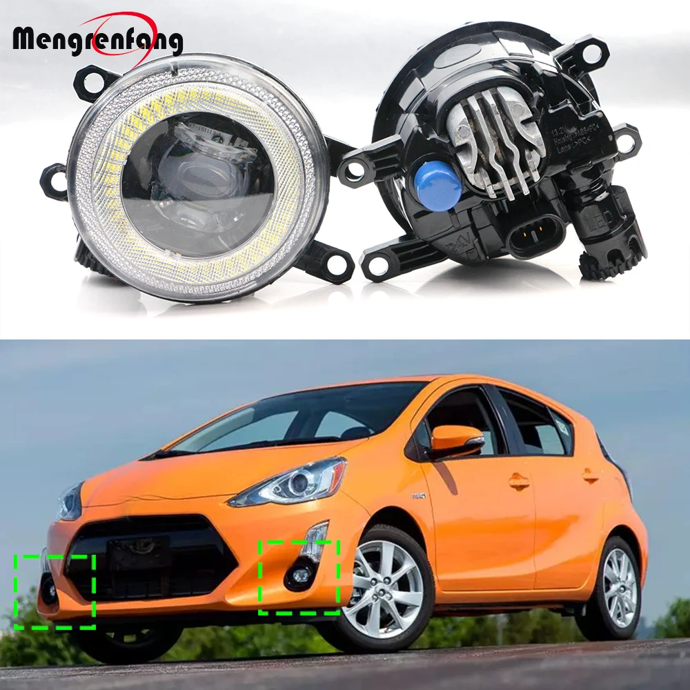 1 Pair Car Left + Right LED Lens Fog Light DRL Angel Eye Daylight H11 For Toyota Prius C Aqua 2014 2015 2016 2017 2018 2019