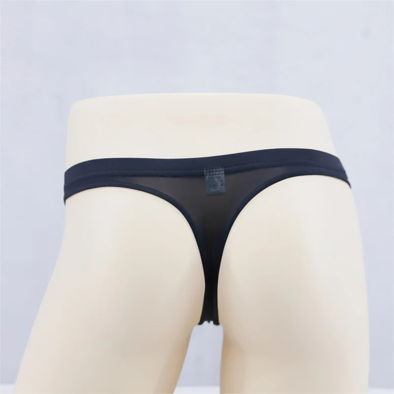 Men's Panties Ice Silk Perspective Underwear Sexy Breathable Thong Jockstrap Invisible Seamless String Bikini Enhance T-Back