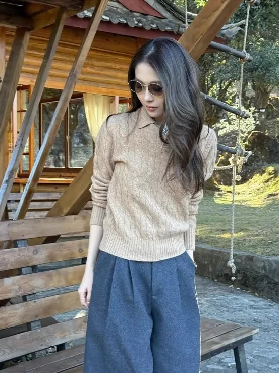 

Мягкий вязаный свитер для женщин, осенне-зимний, утепленный, повседневный, комфортный, стандартного кроя, цветной