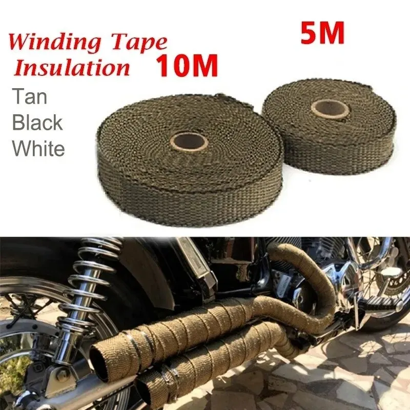 Roll Fiberglass Heat Shield Motorcycle Exhaust Thermal Tape Header Pipe Heat Wrap Tape Thermal Protection Pipe Insulat