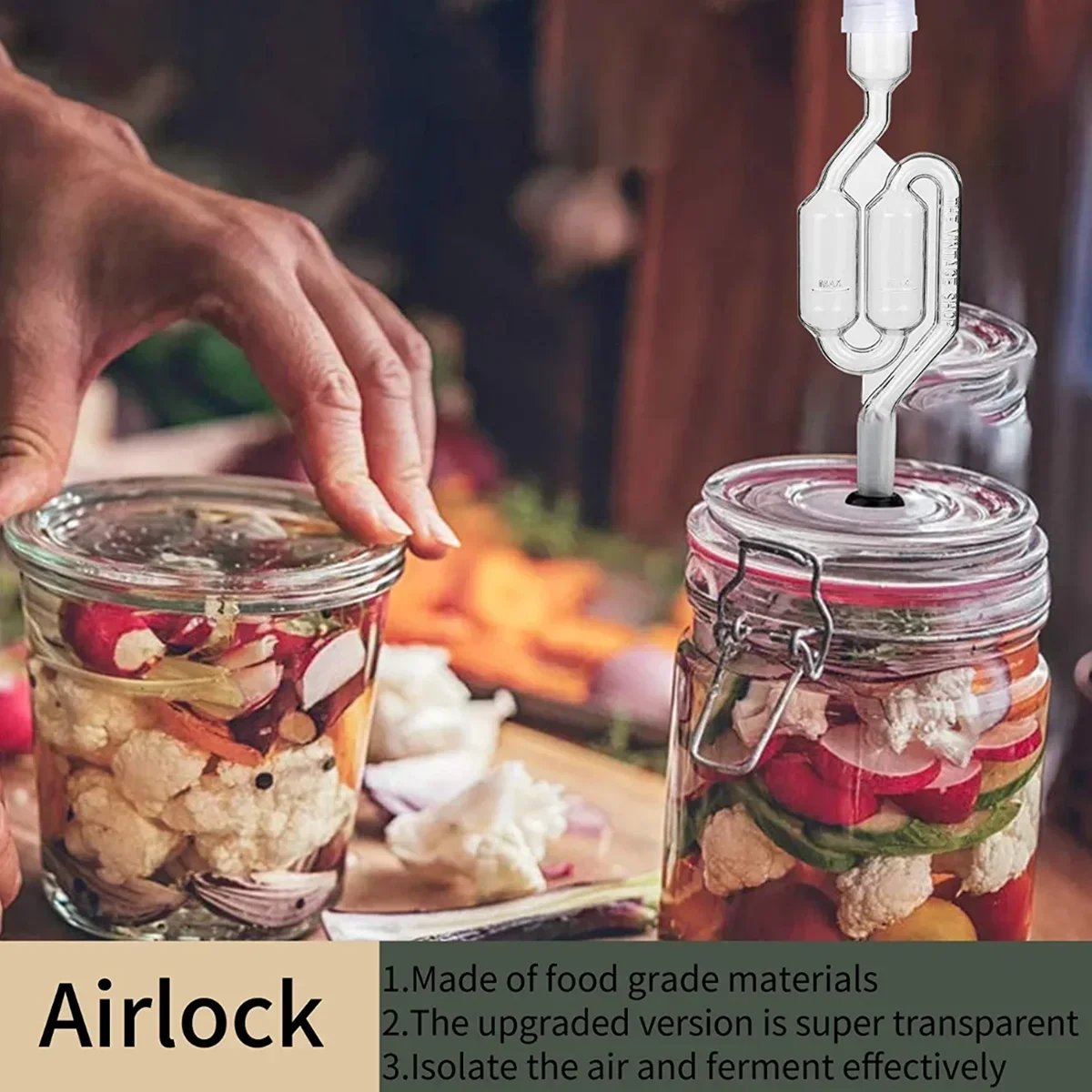 Clear S-Shape Airlocks,Homebrew Bubble Airlock Carboy Stopper Fermenter Seal Valve with Food Grade Grommet Wine Making Equipment