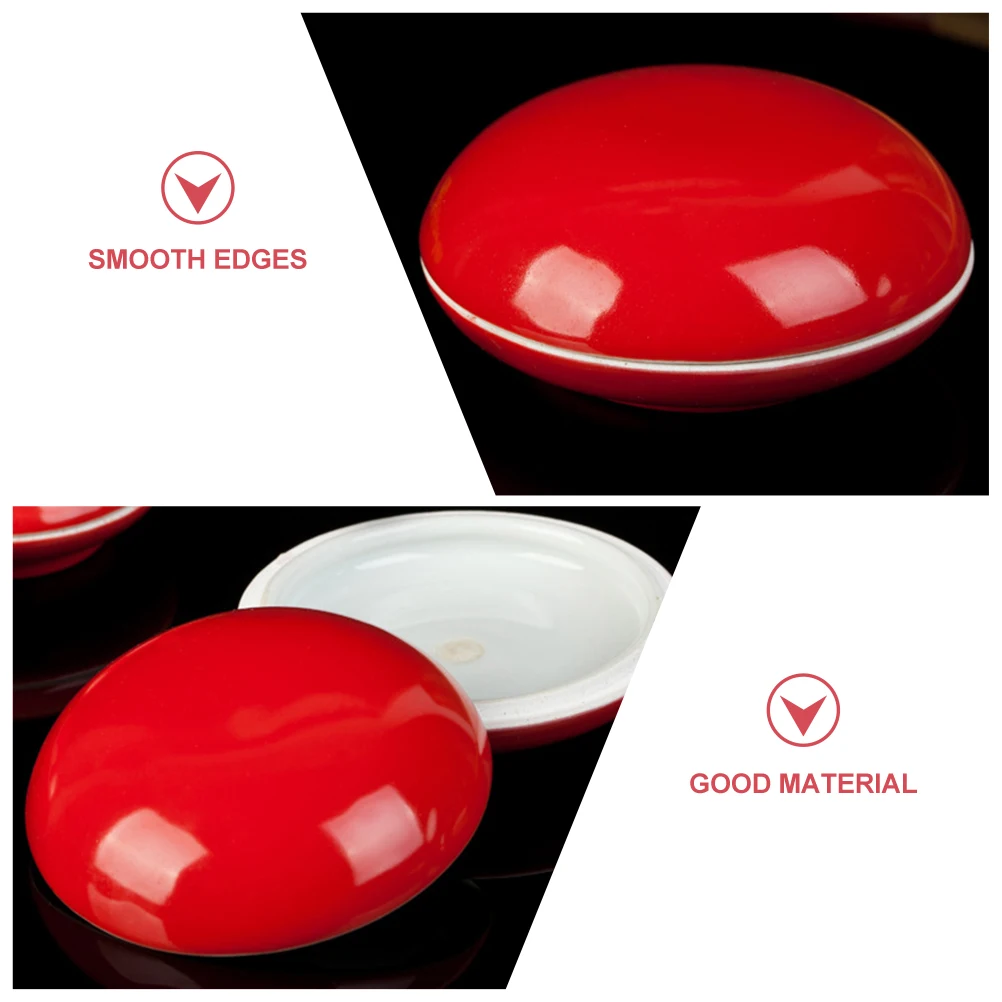 

Ceramic Inkpad Box Red Porcelain Storage Case with Lid for Chinese Calligraphy Painting Seal Ink Paste Container Portable