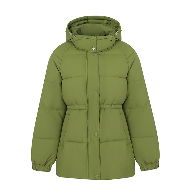 Women's Winter Hooded Parkas Mid-Length Coat Casual Waist Drawstring Long Sleeve Loose Fit Thick Warm Casual Outerwear