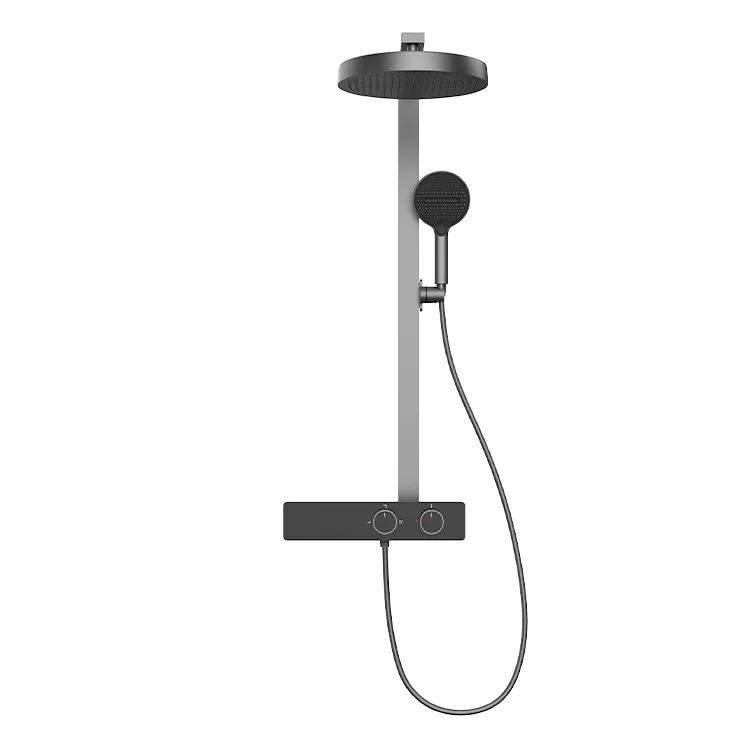 Polished Brass Thermostatic Shower Set with Soft Massage Jet 3 Discharge Methods for Bathroom for Apartment Villa Hotel