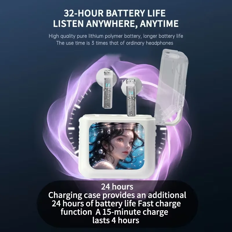 S10 PRO LED Full Color Touch Screen Earbuds 4 Mic 360° Stereo Surround Sound True Wireless Earphones with 6 Equalizer Modes