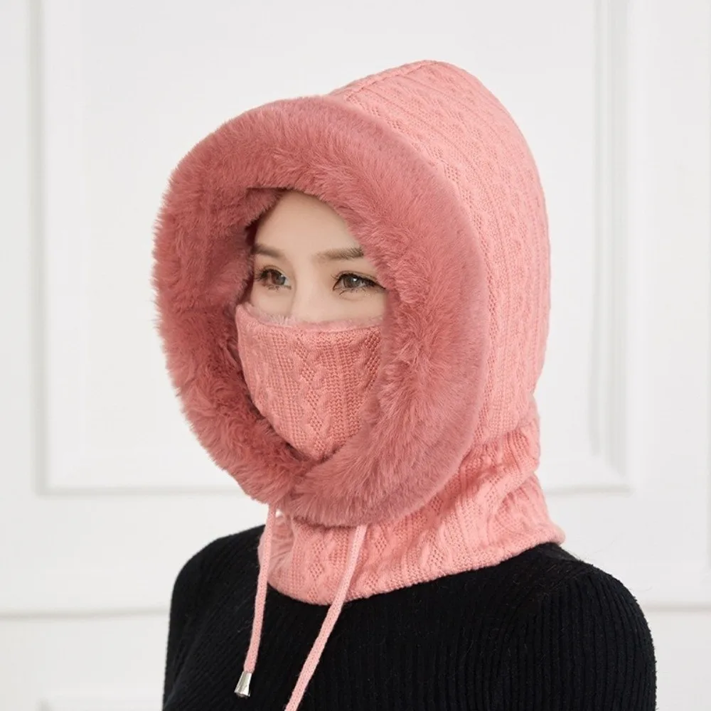 Fashion Thick Winter Balaclava Ear Protection Lining Windproof Ski Hat Soft Fluffy Pullover Cap for Men Women