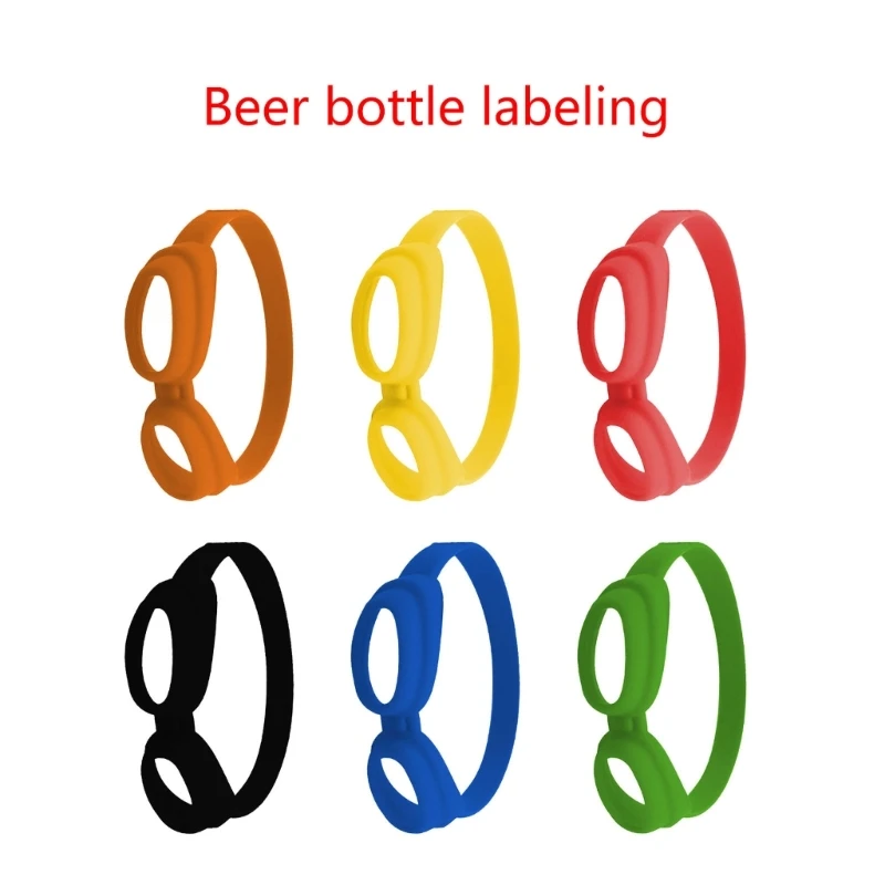 Set of 6 Beer Bottle Stickers Colorful Beer Goggle Shaped Labels Silicone Wine Glass Marker for Parties and Gatherings