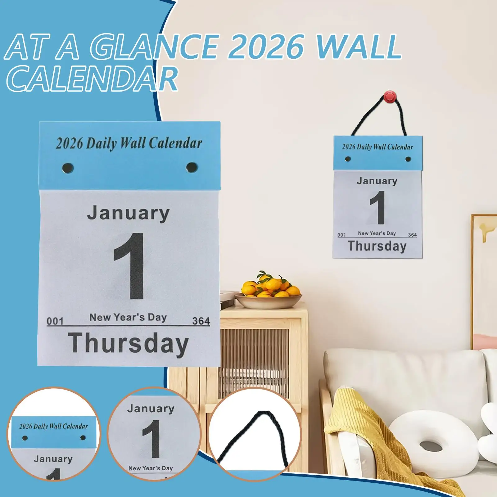 

Настенный календарь с ежедневным отрывом на 2026 год, планировщик расписания на год для школы, офиса, спальни и комнаты в общежитии 6*8 дюймов