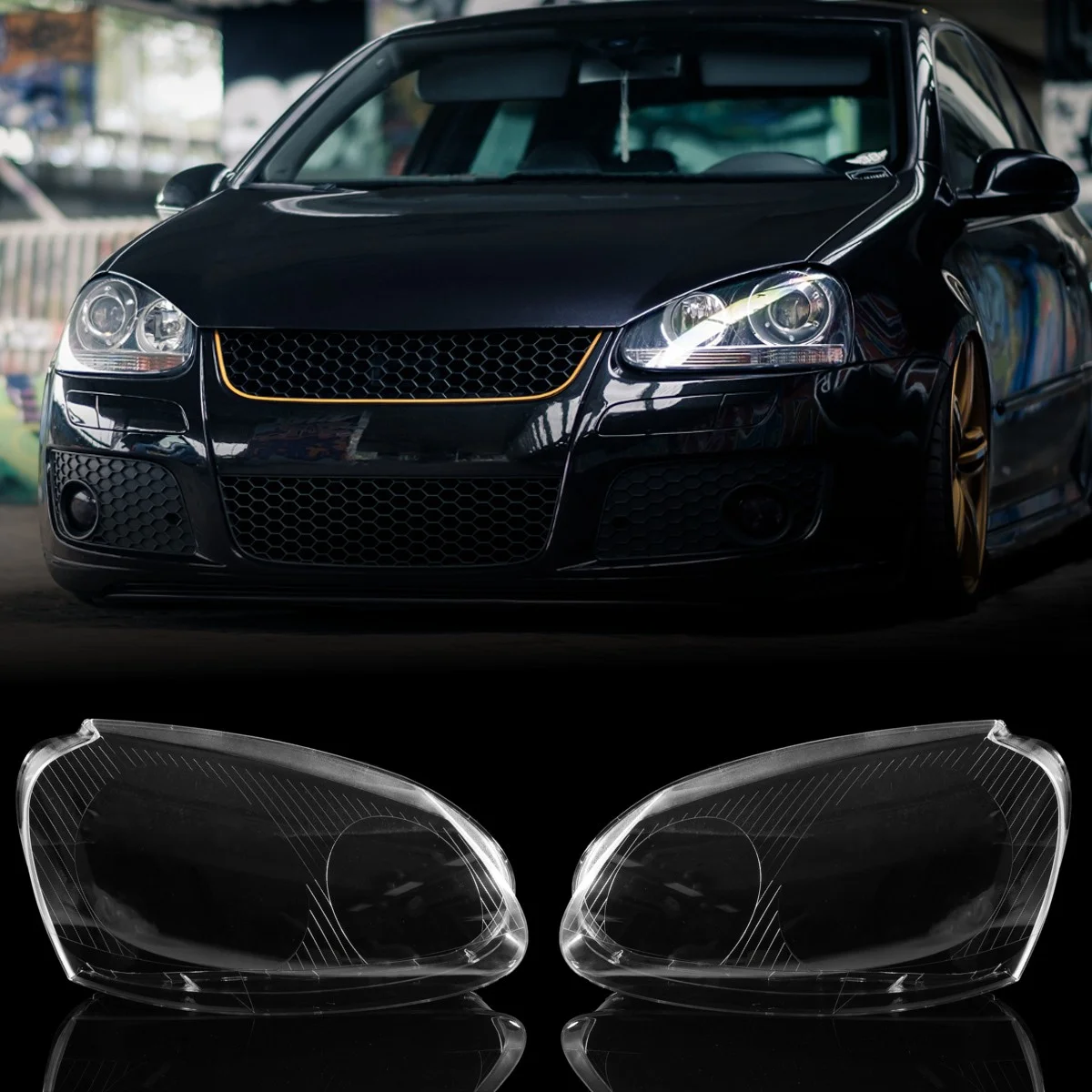شفافة الإسكان عدسة المصباح الأمامي قذيفة غطاء مجموعة مصابيح تصفيف السيارة لشركة فولكس فاجن MK5 جولف 5 GTI GLI جيتا 2005-2009