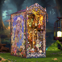DIY Book Nook Wooden Miniature Model Kit Fairy Tale Elf Castle Casa Bookend Assembled 3D Puzzle Bookshelf Home Decor Gifts