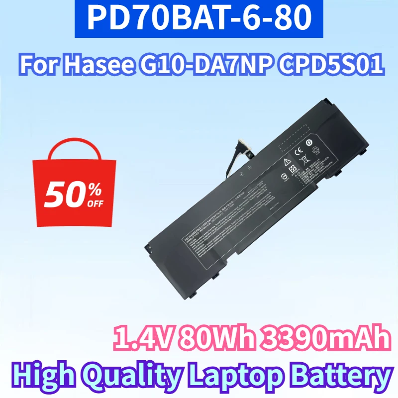 PD70BAT-6-80 11.4V 80Wh 3390mAh Lithium-ion battery for Hasee G10-DA7NP CPD5S01 for XMG Pro 17 E22 High Quality Laptop Battery