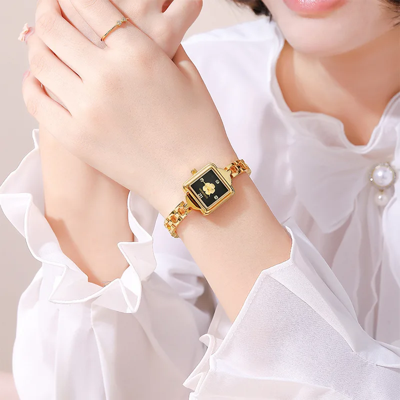 2025 new European and American camellia women's watch niche fashion waterproof student simple quartz watch birthday gift