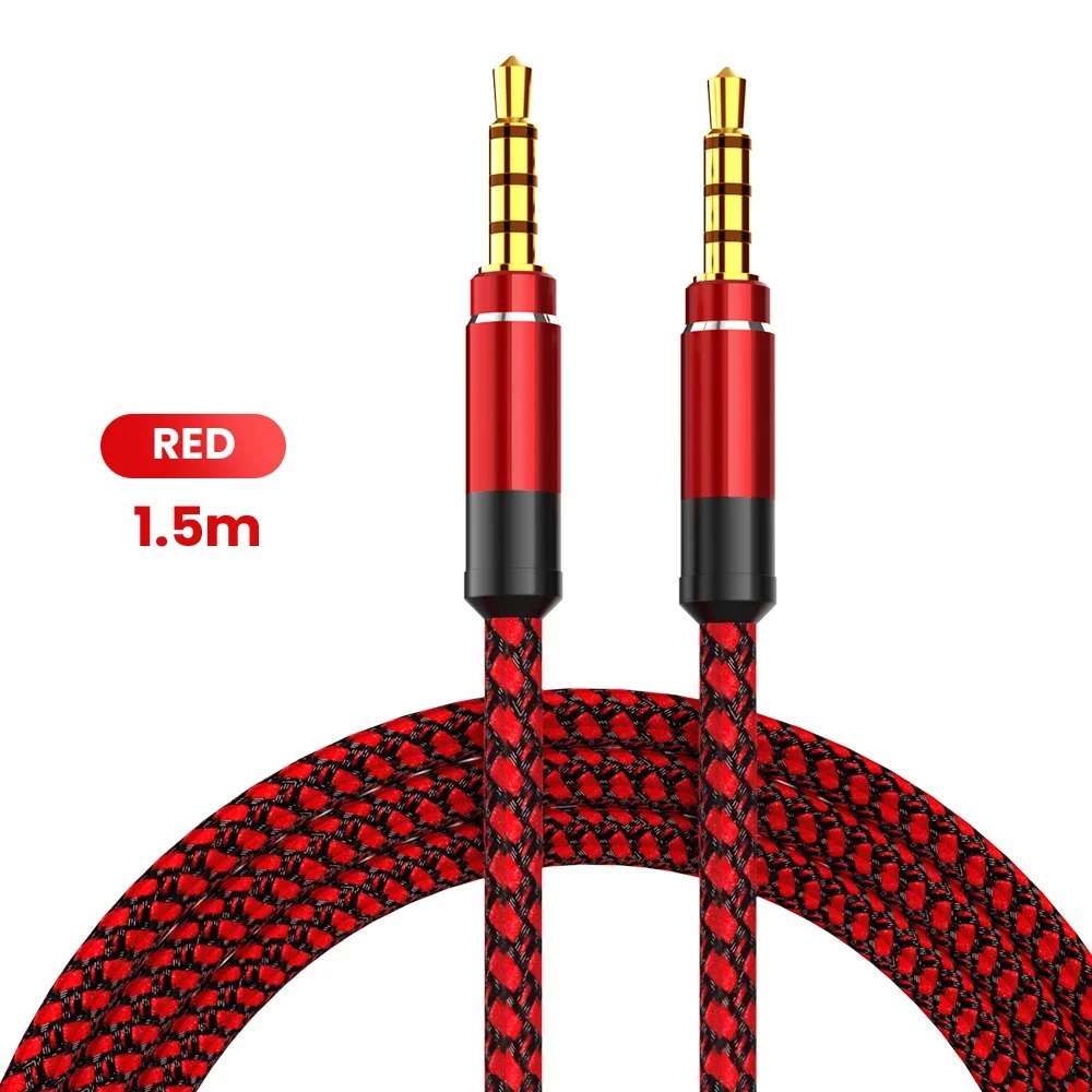 NNBILI 1.5M 3.5mm Audio Cable Nylon Braided AUX Cord for Car Headphones Phone MP3 Player and Speaker Headset Extension