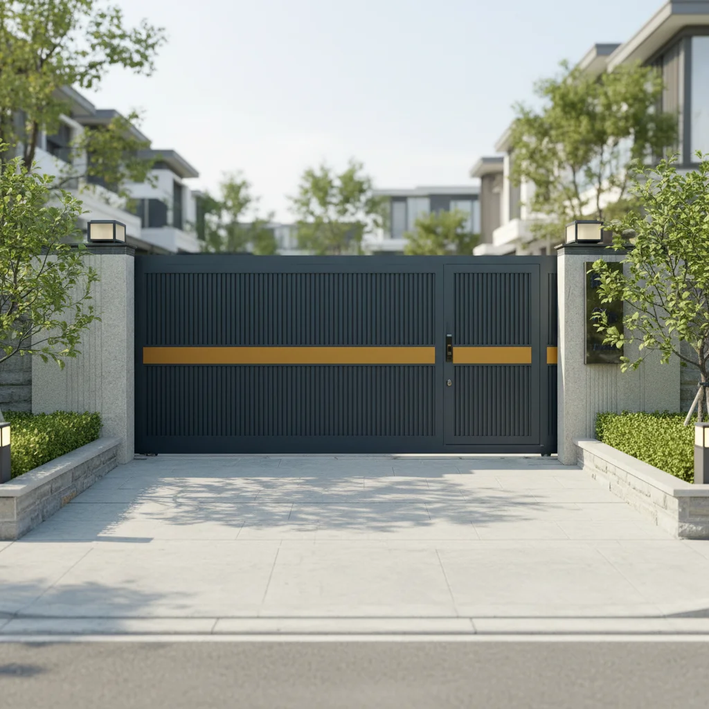 Exterior Aluminum Alloy Electric Driveway Gate with Heat Treated Finish Modern Villa Fence Sliding Gates for HousesCustomizable