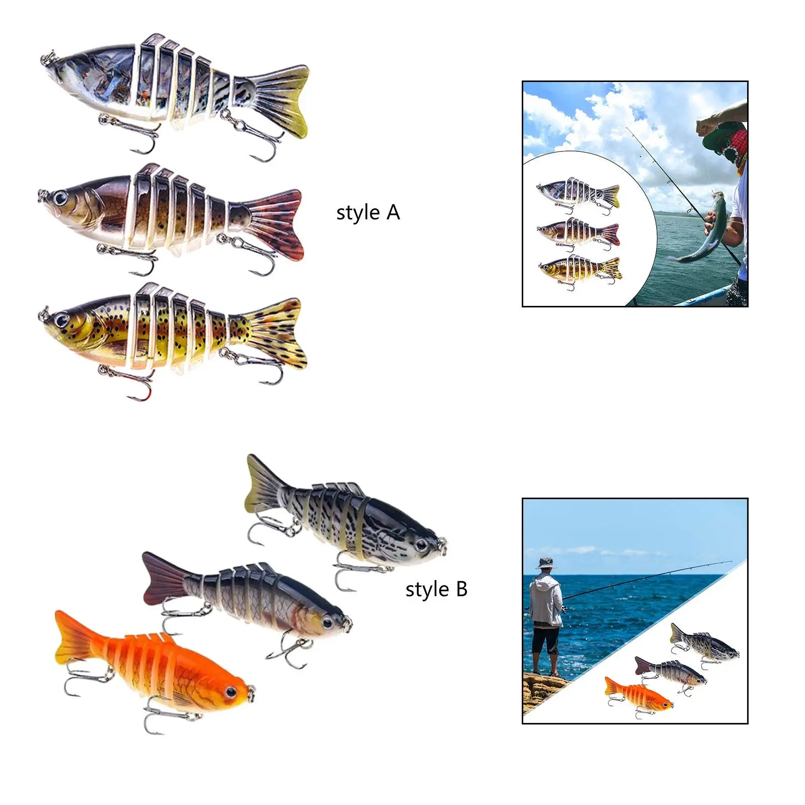Lifelike Fishing Lures with Sharp Hooks Hard Plastic Swimbait Set for Freshwater Sea River Saltwater Target Fish