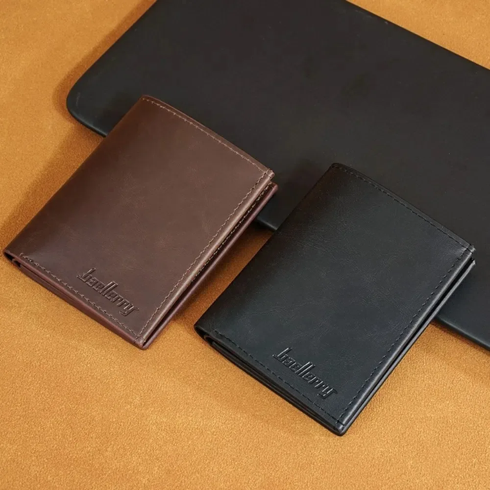 

PU Leather 3 Fold Wallets Urban Recreational Style Black Coffee Brown Anti-theft Cash Bag Credit Card Case Solid Color