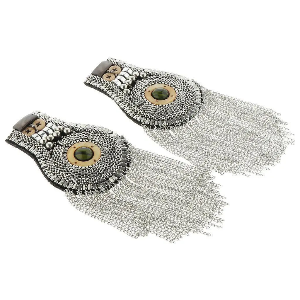1 Pair Cloth Suit Chain Tassel Epaulet Brooch Shoulder Board Punk Accessory