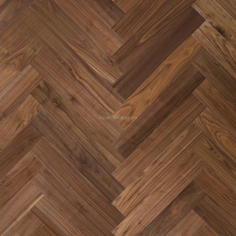 맞춤형 1.2mm 두께 블랙 월넛 무늬목 엔지니어드 우드 바닥재 헤링본 피쉬본 스트레이트 브러쉬