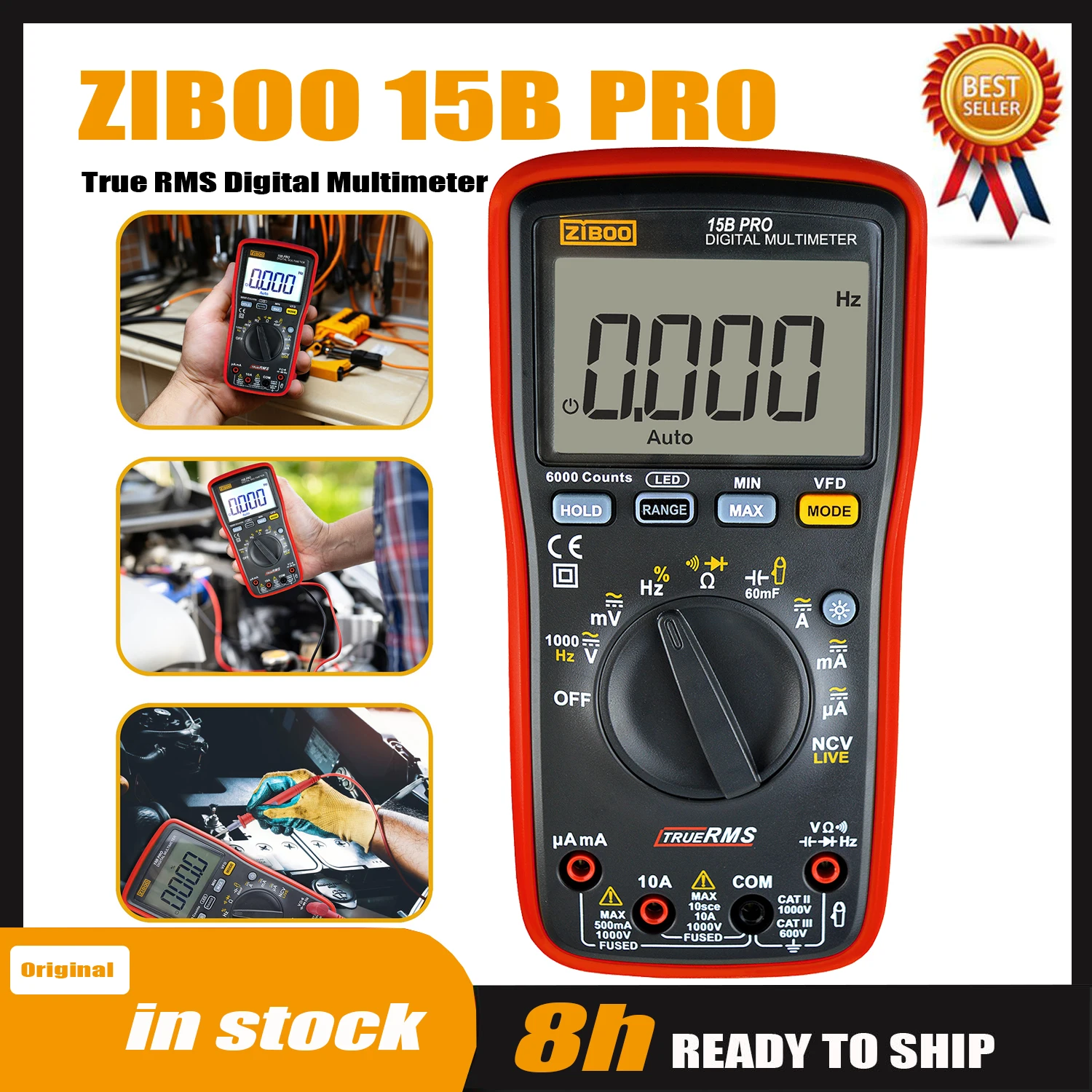 ZIBOO 15B PRO 17B PRO True RMS Digital Multimeter,for Electrical Applications Along with Resistance Continuity Diode Capacitance