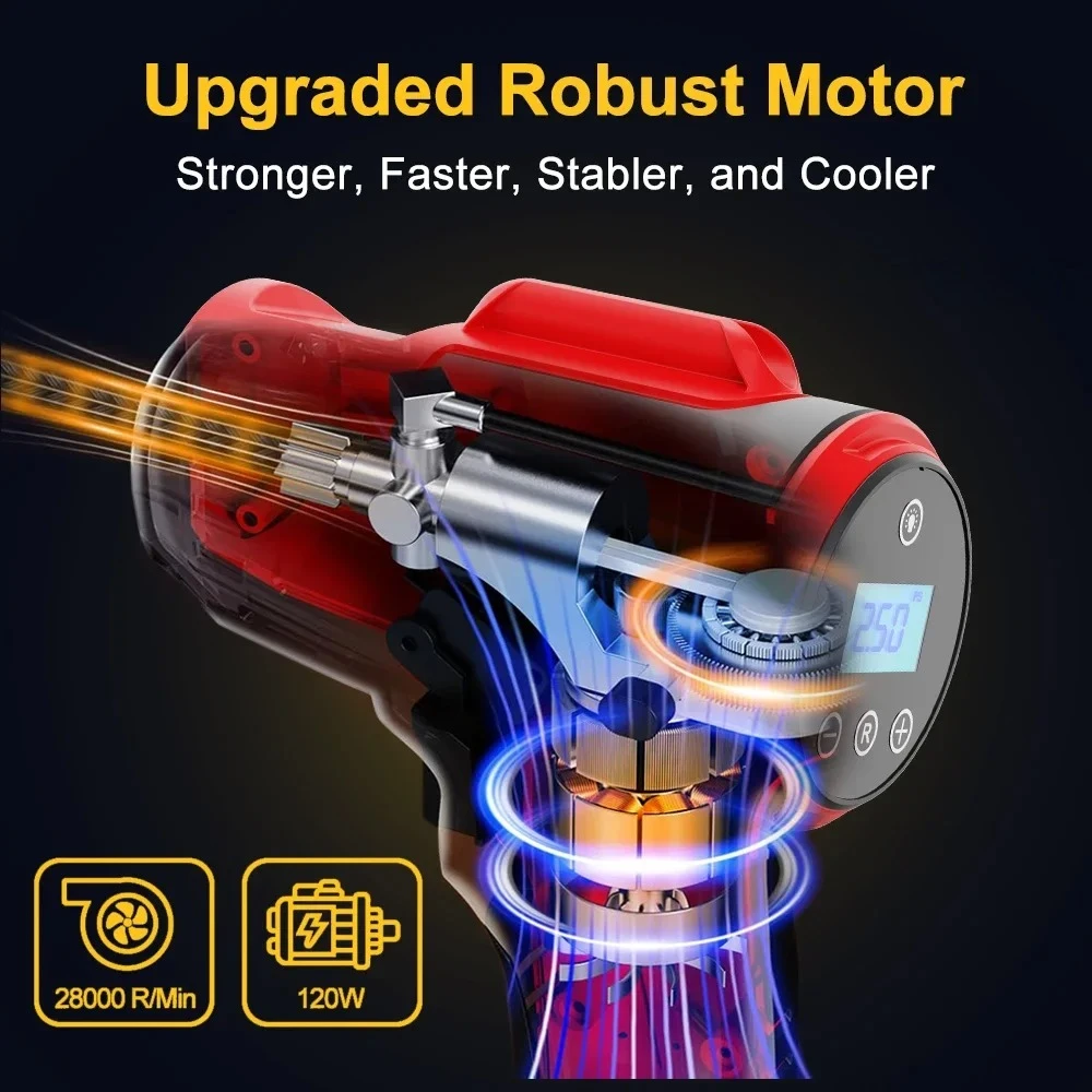 EAFC Inflador de Neumáticos Inalámbrico para Auto, 120W, Compresor de Aire Recargable, Portátil, con Pantalla Digital, Bomba Eléctrica para Inflar Neumáticos de Auto, Bicicleta y Motocicleta