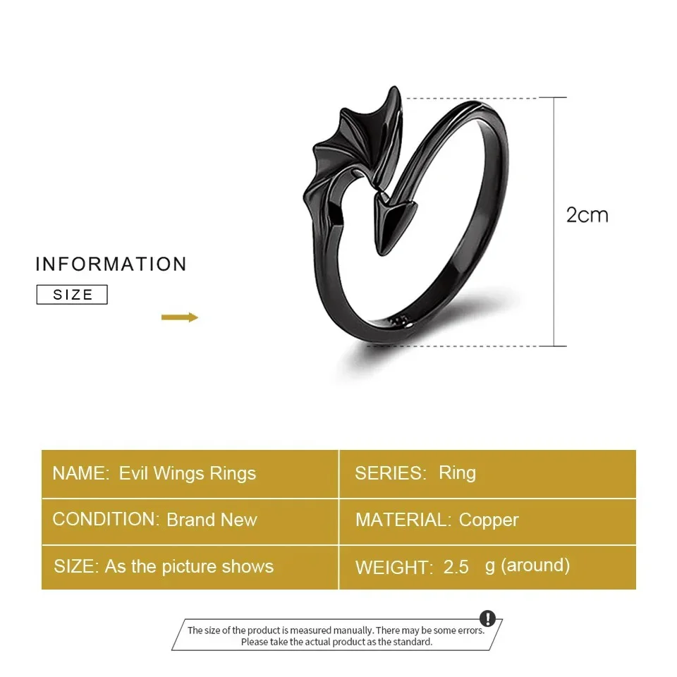 خمر أجنحة الشر خواتم الشرير للنساء الرجال زوجين خاتم الزواج افتتاح الملاك الجناح نسخة خواتم المجوهرات الكورية #6