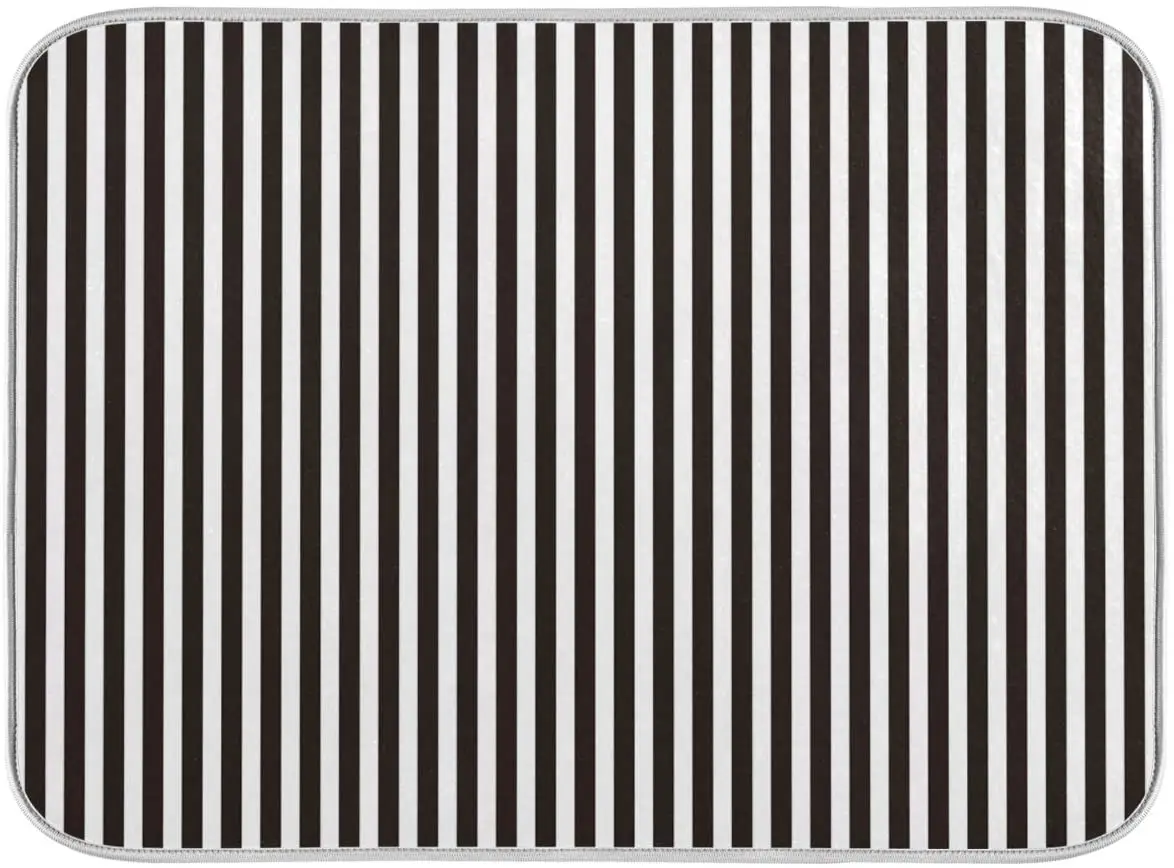 Black Striped White Dish Drying Mat for Kitchen Absorbent Microfiber Drying Pad Dish Mat 24\