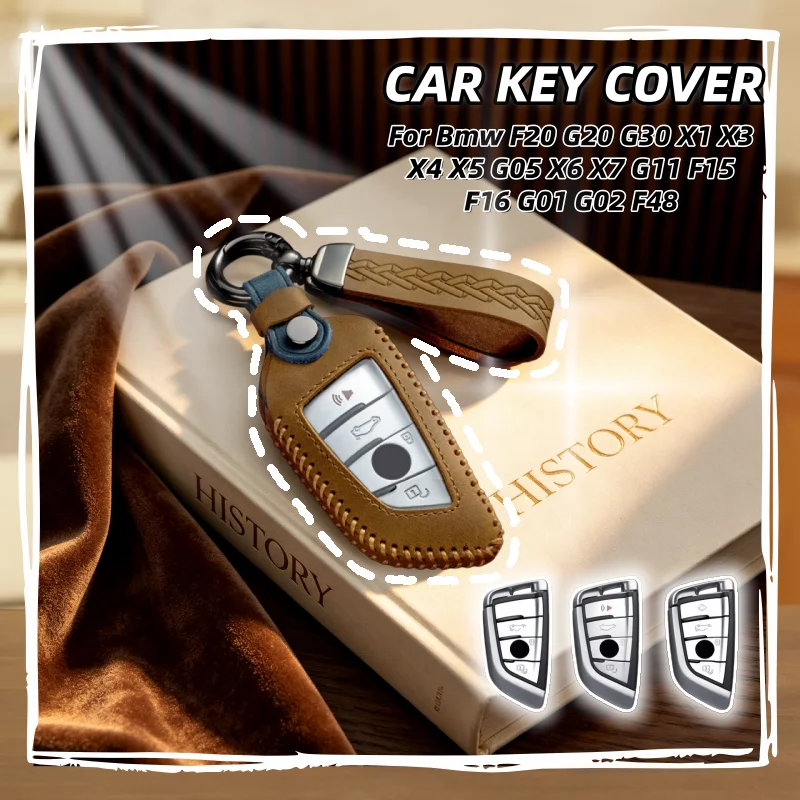 

For BMW X1 X3 X5 X6 X7 1 3 5 6 7 Series G20 G30 G11 F15 F16 G01 G02 F48 Leather Car Remote Key Case Cover Shell Fob Keyless