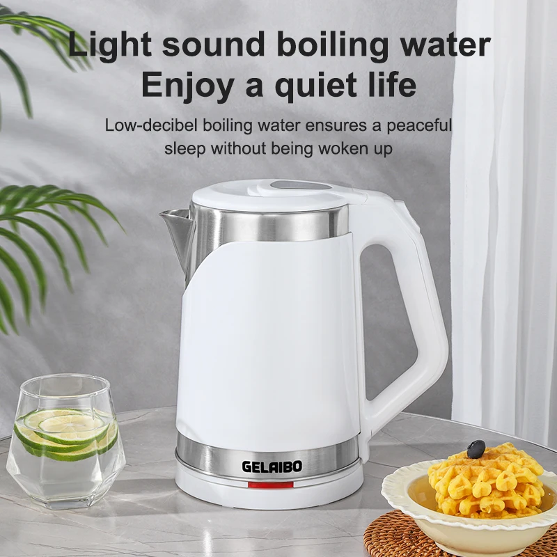GELAIBO Electric Kettle, Double-Layer Anti-Scalding, Fast Boiling Water, Large Capacity of 2.0 Liters, One-Button Boiling Water,