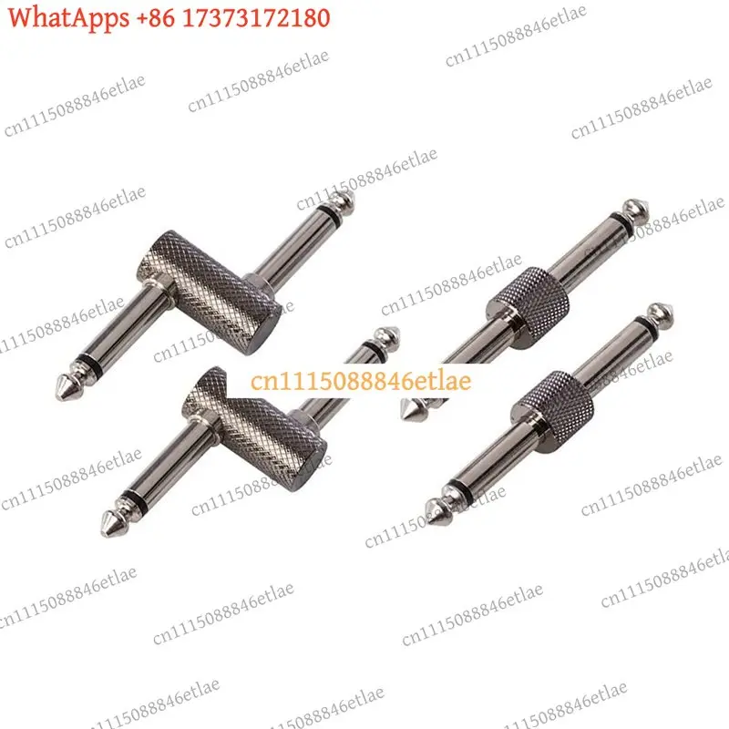 k3 6.35mm TS Patch Cable Set 2 Straight + 2 Right-Angle Gold-Plated OFC Shielded For Guitar Pedalboard Not Stereo/TRS