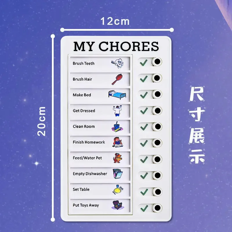 1 pcs Chore Chart with 5 pcs Blank Card, Plastic Checklist Board with Detachable Cardstock to Do List for Routine Planning
