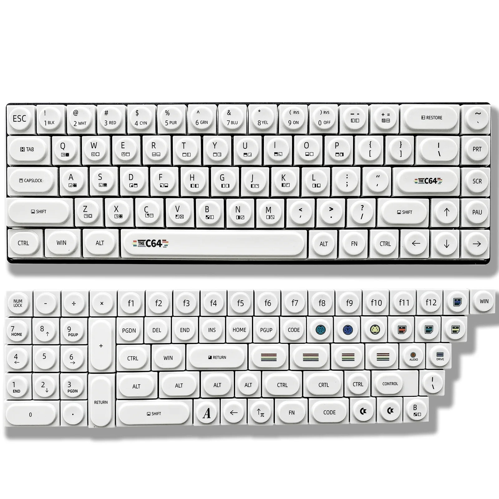 136 Keys Doys C64 Retro White Theme Minimalist Style PBT Custom Keycaps for Mechanical Keyboard  61 64 68 75 87 98 104