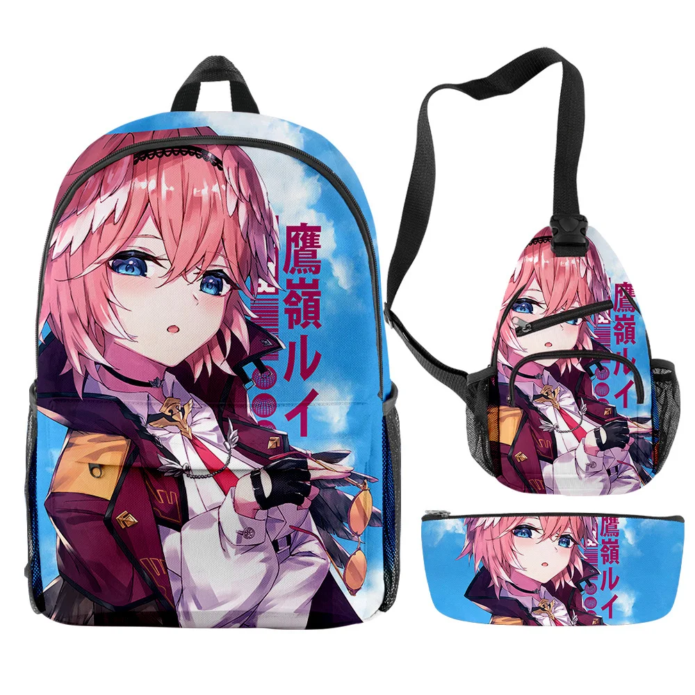 Classic Takane Lui Virtual YouTuber 3D Print 3pcs/Set pupil School Bags Trendy Travel Laptop Backpack Chest Bag Pencil Case