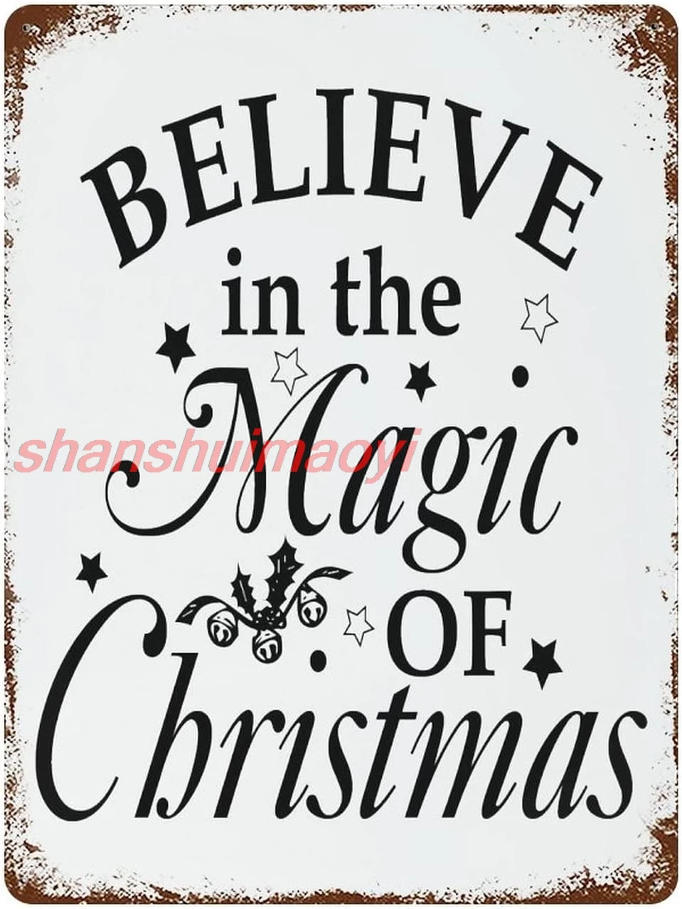 Winter Holiday Christmas Metal Sign Personalized Metal Sign Believe in The Magic of Christmas Custom Personalized Tin Chic Sign