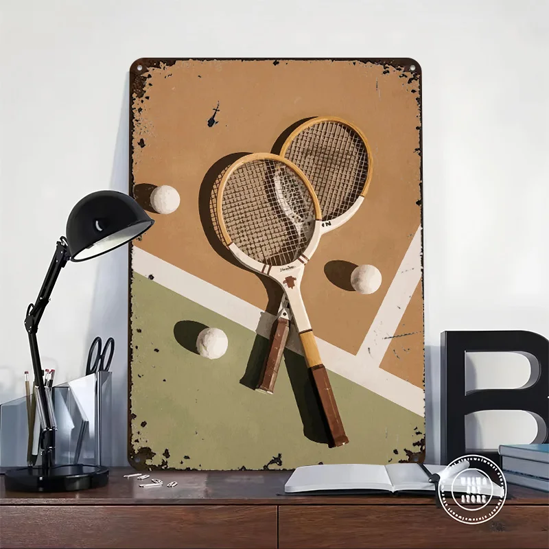 Vintage Tennis Rackets Poster Customized Vintage Metal Signs Wall Art Retro Tin Plaque for Modern Home Decoration Luxury House