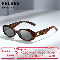 Gafas de sol de lectura teñidas ovaladas con montura pequeña para mujer, gafas graduadas para presbicia, gafas de sol para exteriores + 1,0 1,5