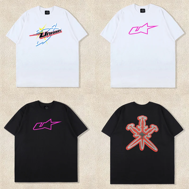 

Unknown T-shirt High Street Short Sleeve Men Women White Casual Logo Print Tops Tee